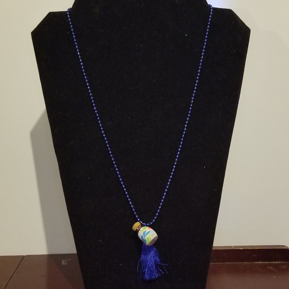 Pink Fimo Clay Bottle Aromatherapy Necklace